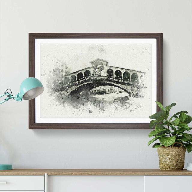 Rialto Bridge Venice Italy in Abstract - Picture Frame Graphic Art Print on MDF East Urban Home Size: 60cm H x 91cm W x 2cm D, Frame Option: Walnut on Productcaster.