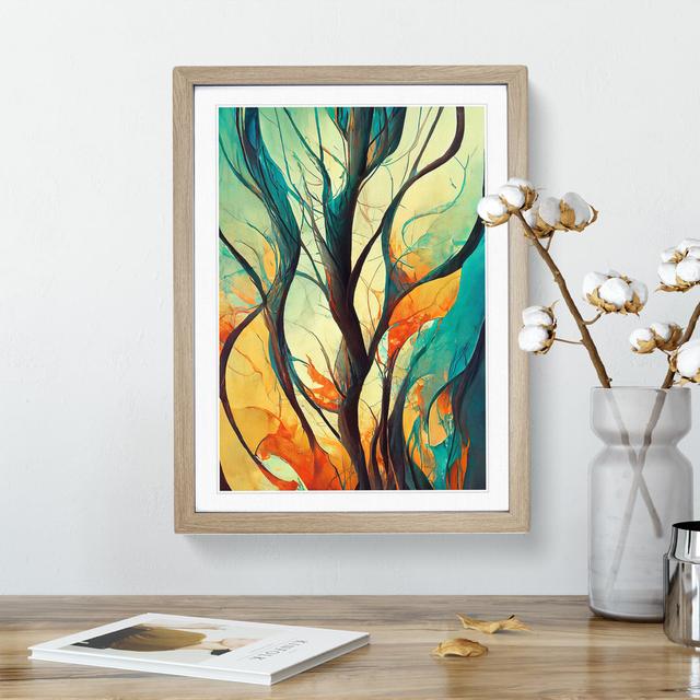 Abstract Tree No.7 - Picture Frame Painting Metro Lane Size: 64cm H x 46cm W x 2cm D, Frame Colour: Oak Framed on Productcaster.