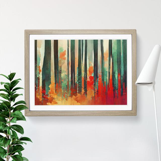 Abstract Forest Arty Vol.3 - Picture Frame Graphic Art Alpen Home Size: 46cm H x 64cm W x 2cm D, Frame Colour: Oak on Productcaster.