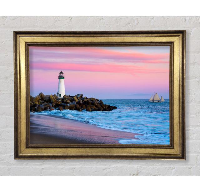 Sailboat Lighthouse - Picture Frame Art Prints Bright Star Size: 42cm H x 59.7cm W x 8cm D on Productcaster.