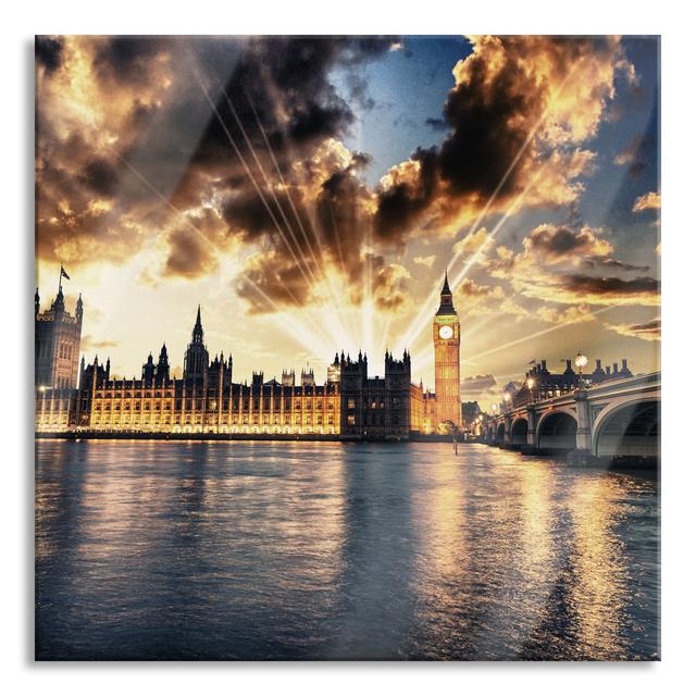 Big Ben in the Evening - Unframed Graphic Art on Glass Ebern Designs Size: 70cm H x 70cm W x 0.4cm D on Productcaster.