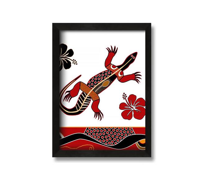 Aboriginal Lizard 1 - Picture Frame Art Prints on Canvas Ophelia & Co. Size: 84cm H x 60cm W x 10cm D on Productcaster.