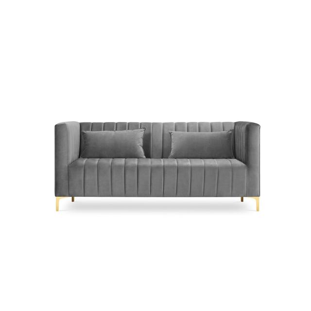 Zweiersofa Wahkon Canora Grey Beinfarbe: Gold, Polsterfarbe: Hellgrau on Productcaster.