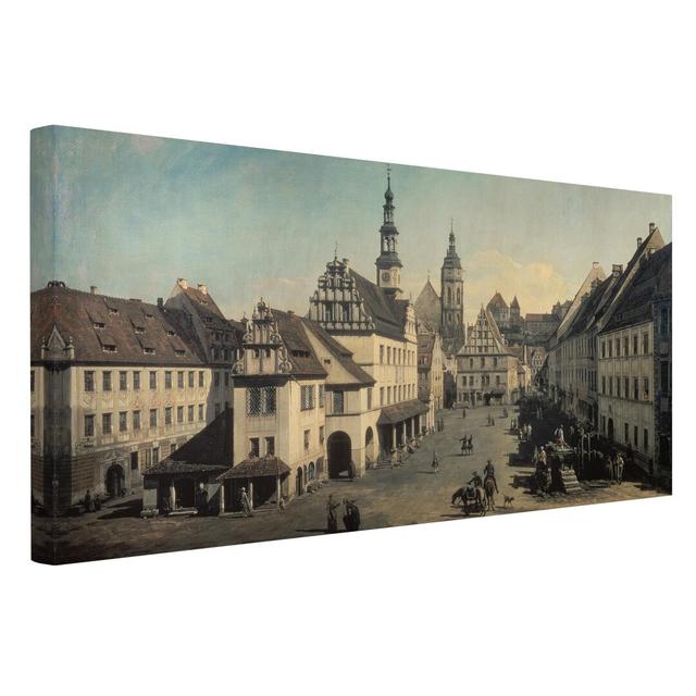 The Market Place in Pirna Bernardo Bellotto - Wrapped Canvas Painting Ebern Designs Size: 30cm H x 60cm W, Format: Recycled Canvas 330g/m² on Productcaster.