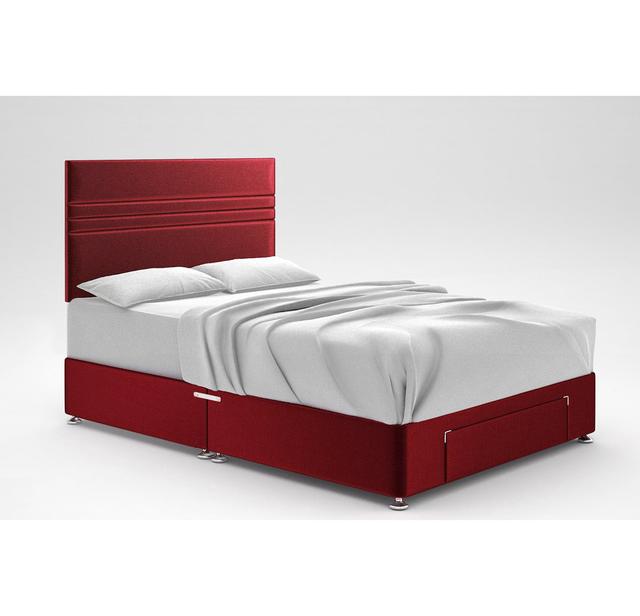 Ostara Divan Bed Base 17 Stories Size: Double (4'6), Storage Type: End Drawer, Colour: Red on Productcaster.