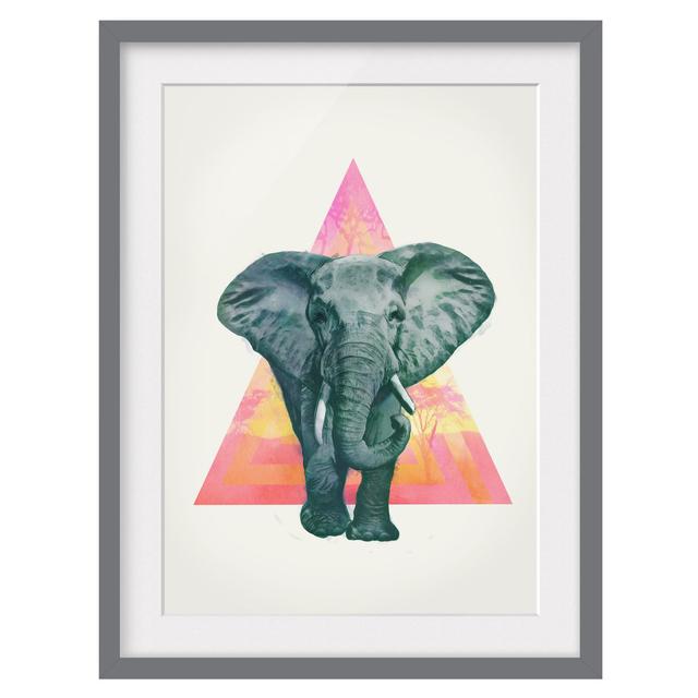 Illustration Elephant in Front of Triangle - Picture Frame Graphic Art Latitude Vive Frame Option: Grey Framed, Size: 70cm H x 50cm W x 2cm D on Productcaster.