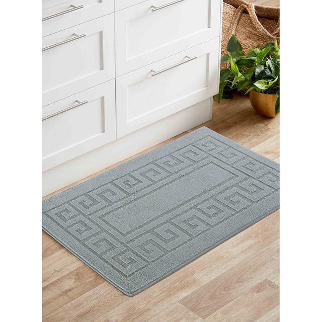 Millfield Greek Key Door Mat Canora Grey Colour: Dark Grey, Mat Size: 60cm W x 110cm L on Productcaster.