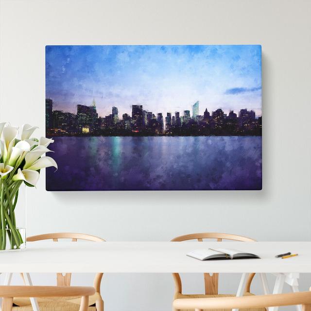 Night Skyline of New York - Wrapped Canvas Painting Print East Urban Home Size: 40cm H x 60cm W x 4cm D on Productcaster.