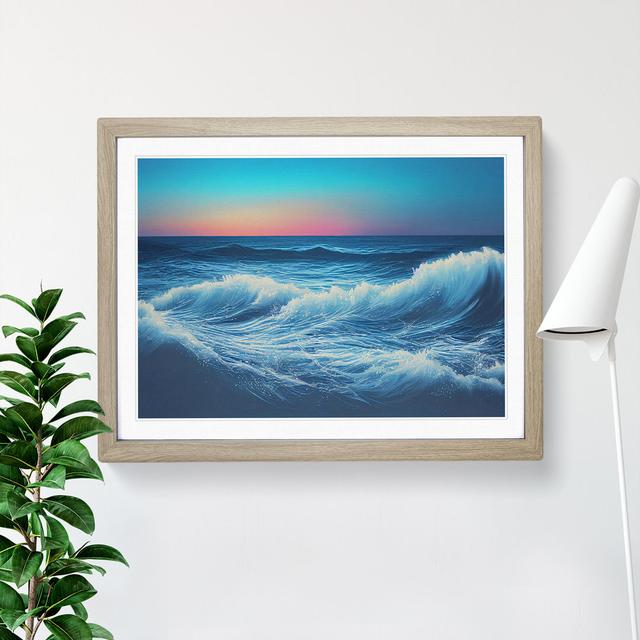 Ocean View at Sunset - Picture Frame Graphic Art House of Hampton Size: 46cm H x 64cm W x 2cm D, Frame Colour: Oak on Productcaster.