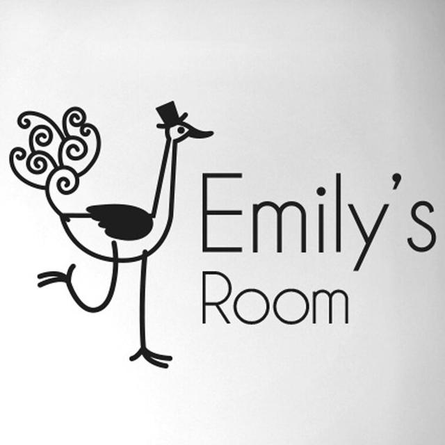 Personalised Ostrich Door Room Wall Sticker Maturi Colour: Black on Productcaster.