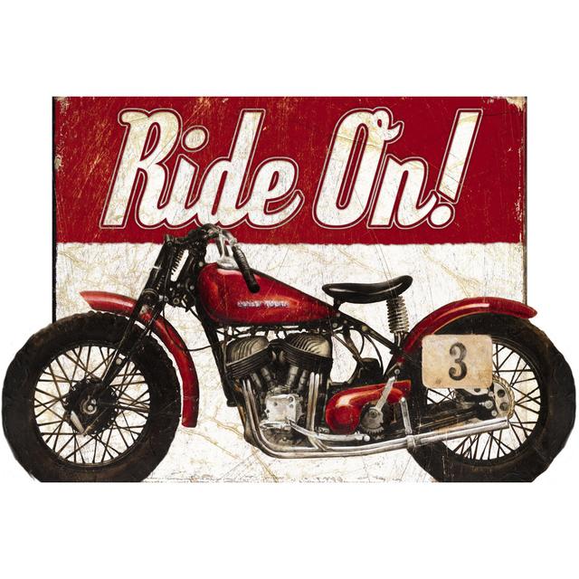 Motorcycle Signage - Wrapped Canvas Art Prints Borough Wharf Size: 51cm H x 76cm W on Productcaster.