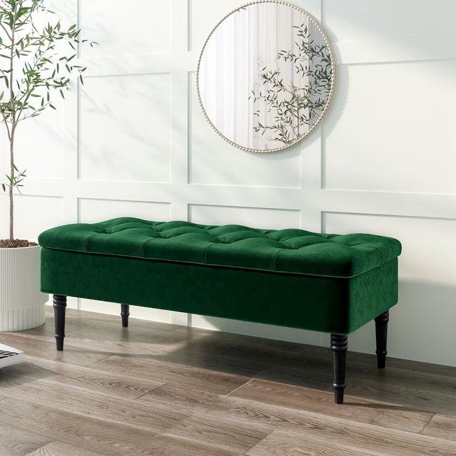 Peyton Upholstered Storage Bench Etta Avenue Colour: Emerald Green on Productcaster.