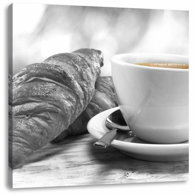 Leinwandbild Croissants und Kaffee East Urban Home Größe: 70 cm H x 70 cm B on Productcaster.