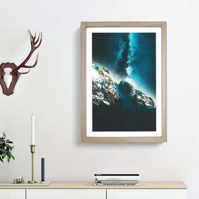 Explosion of Stars Above the Mountains - Picture Frame Painting Print East Urban Home Frame Option: Oak Framed, Size: 48cm H x 36cm W x 2cm D on Productcaster.