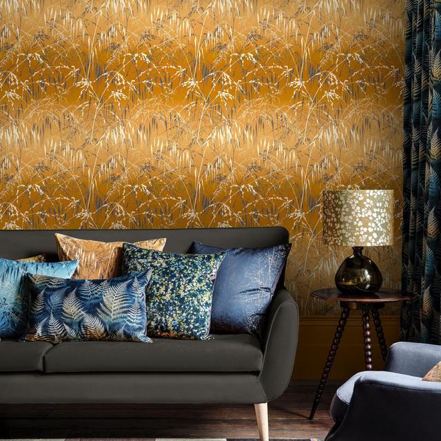 Clarissa Hulse Meadow Grass Wallpaper Clarissa Hulse Colour: Yellow/Gold on Productcaster.