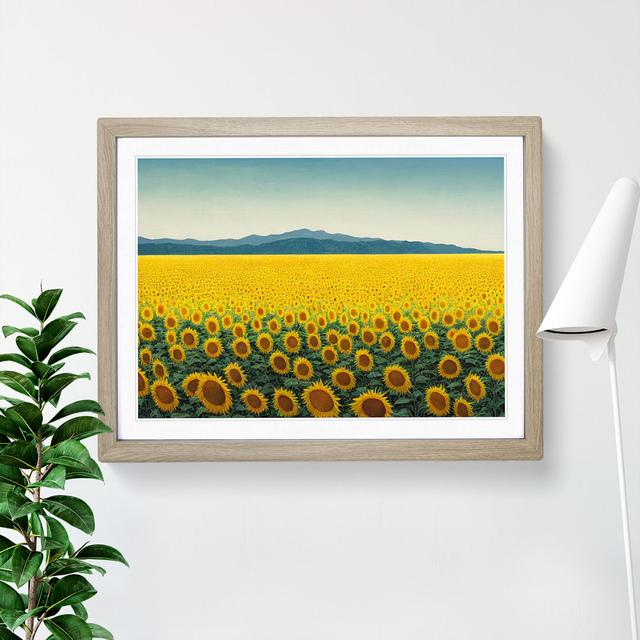 Extraordinary Sunflower Field - Picture Frame Graphic Art 17 Stories Size: 46cm H x 64cm W x 2cm D, Frame Colour: Oak Framed on Productcaster.