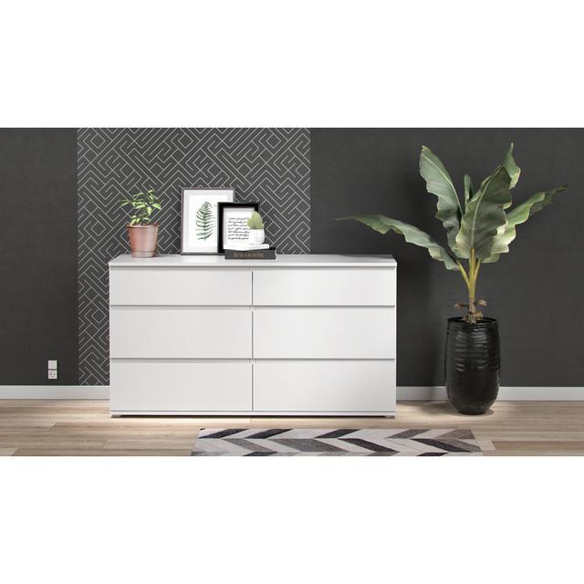 Betzie 6 Drawer 153.4Cm W Chest of Drawers Ebern Designs Colour: White on Productcaster.