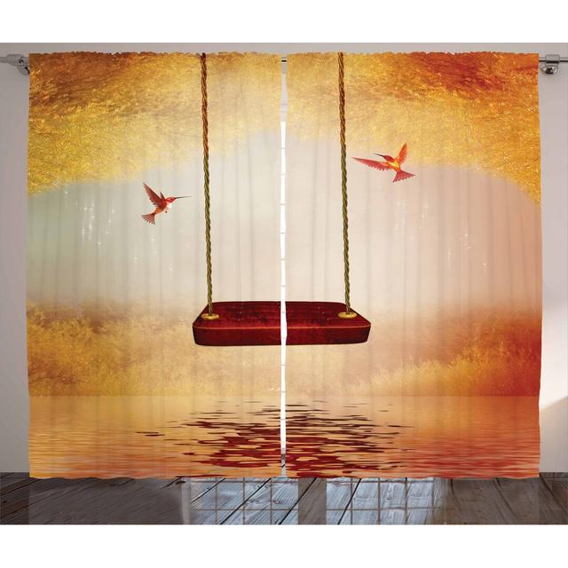 2-tlg. Vorhang-Set Red Hammock and Hummingbird mit Stangendurchzug, halbtransparent East Urban Home Panel-Größe: 280 cm B x 175 cm T on Productcaster.