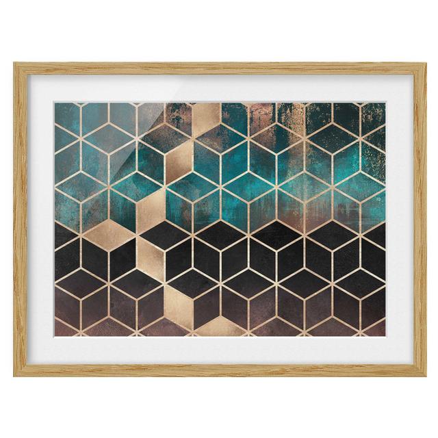 Turquoise Rosé Golden Geometry - Picture Frame Graphic Art on Paper Canora Grey Size: 50cm H x 70cm W x 2cm D, Frame Option: Brown Framed on Productcaster.