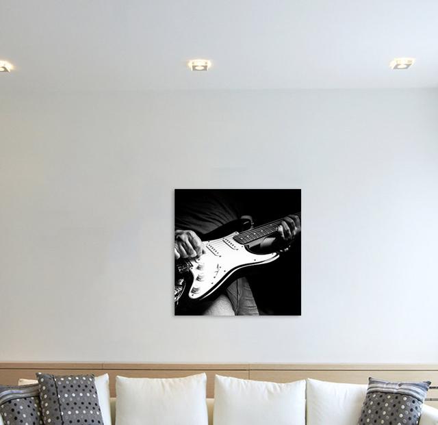 Gerahmtes Leinwandbild Mann mit E-Gitarre East Urban Home Größe: 90 cm L x 90 cm B on Productcaster.