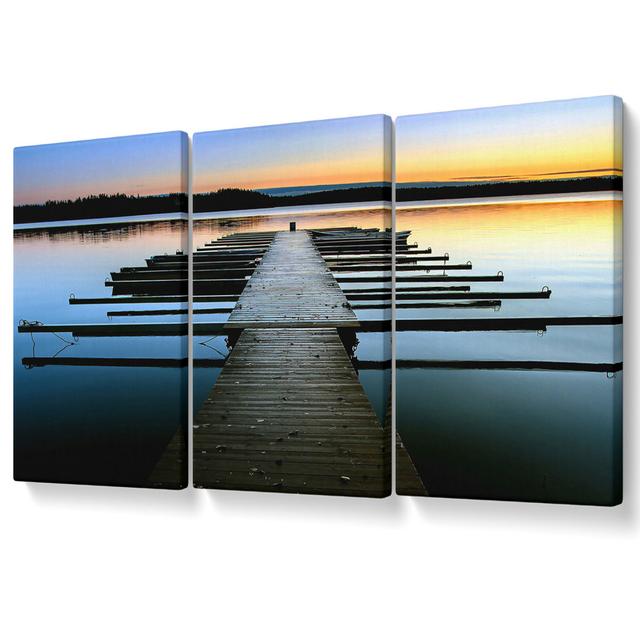 Boat Dock - 3 Piece Wrapped Canvas Graphic Art Union Rustic Size: 81.3cm H x 163cm W on Productcaster.