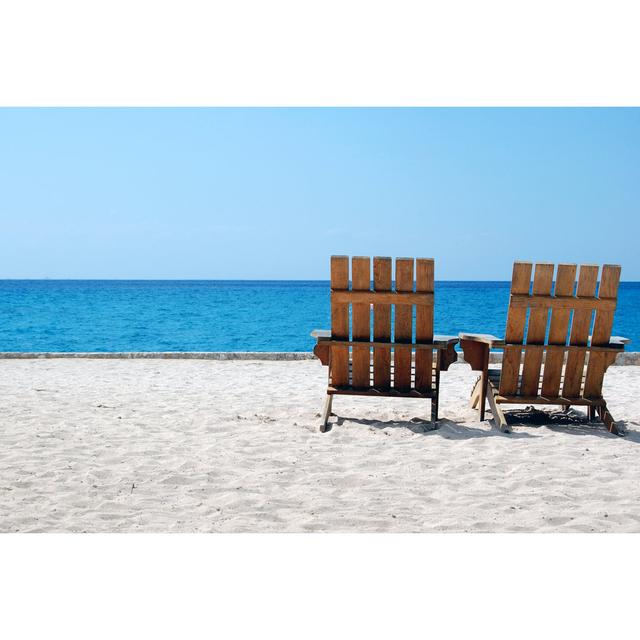 Beach Chairs On White Sand by Travelpixpro - No Frame Art Prints on Canvas Beachcrest Home Size: 81cm H x 122cm W on Productcaster.