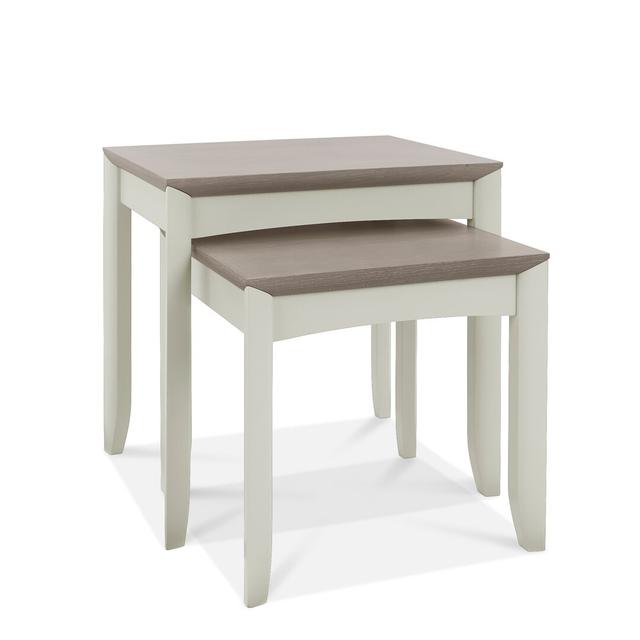 Izzie 2 Piece Nest Of Tables August Grove Colour (Table Base): Ivory, Colour (Table Top): Brown on Productcaster.