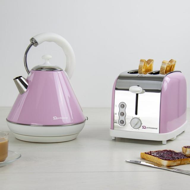 Dainty SQ Professional Dainty 1.8L Stainless Steel Electric Kettle and 2 Slice Toaster Set SQ Professional Colour: Pink on Productcaster.