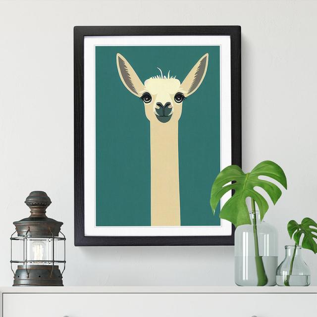 Llama Minimalism - Picture Frame Print Big Box Art Size: 64cm H x 46cm W x 2cm D, Format: Oak on Productcaster.