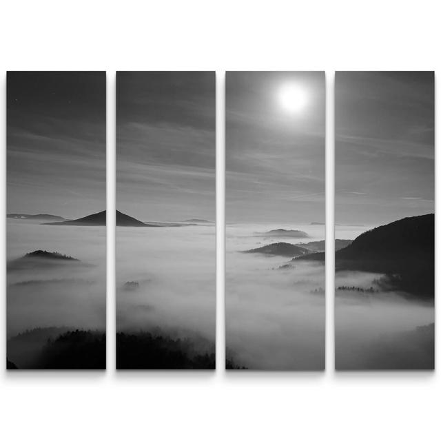 4-tlg. Leinwandbilder-Set Berge im Nebel bei Vollmond East Urban Home on Productcaster.