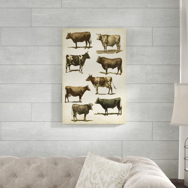 Antique Cow Chart - Wrapped Canvas Painting Print Blue Elephant Size: 76cm H x 51cm W on Productcaster.