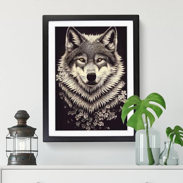 Wolf Vintage Art Vol.1 - Single Picture Frame Graphic Art Alpen Home Size: 34cm H x 25cm W x 2cm D, Frame Option: Oak on Productcaster.