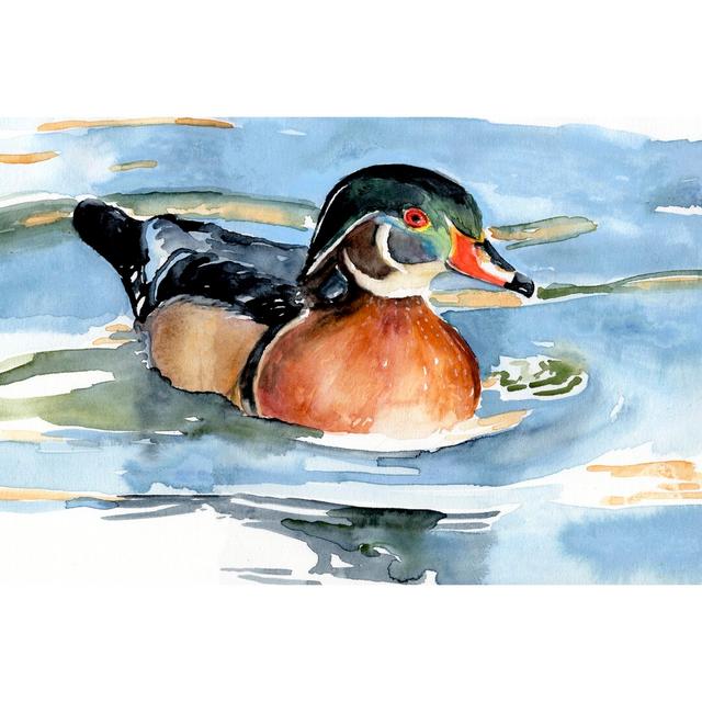 Watercolour Woodduck II - Wrapped Canvas Painting August Grove Size: 81cm H x 122cm W x 3.8cm D on Productcaster.