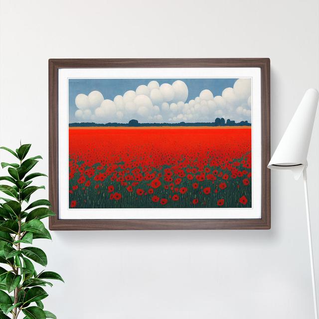 Futuristic Poppy Field Flowers - Single Picture Frame Print ClassicLiving Size: 34cm H x 46cm W x 2cm D, Frame Colour: Walnut Framed on Productcaster.