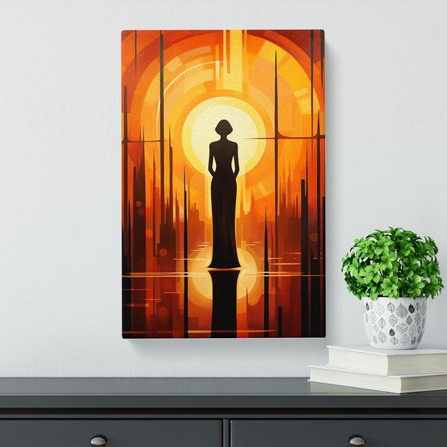 Art Deco Sunset Modern - Wrapped Canvas Art Prints Marlow Home Co. Size: 50cm H x 35cm W x 3cm D on Productcaster.