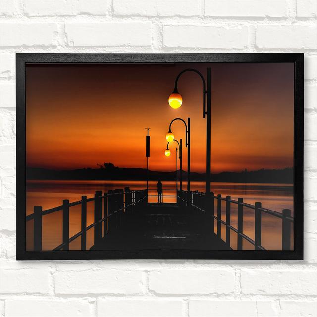 Pier Sunset Orange - Closed Corner Frame Art Prints on Wood Latitude Run Size: 29.1cm H x 42 cm W on Productcaster.