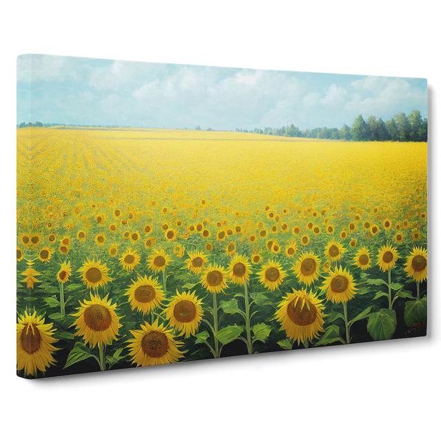 Timeless Sunflower Field - Wrapped Canvas Graphic Art Brambly Cottage Size: 50cm H x 76cm W x 3cm D on Productcaster.