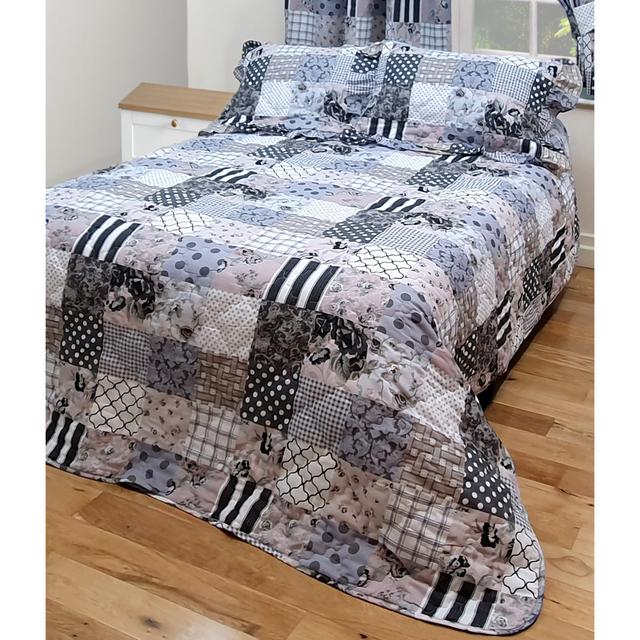 Parisa Polyester Patchwork Bedspread with Pillow Shams World Menagerie Colour: Blue, Size: Double - 2 Standard Shams on Productcaster.