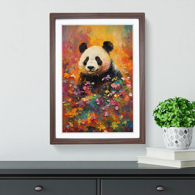 Panda Impressionism - Single Picture Frame Print on Wood Latitude Vive Format: Walnut Framed, Size: 34cm H x 25cm W x 2cm D on Productcaster.