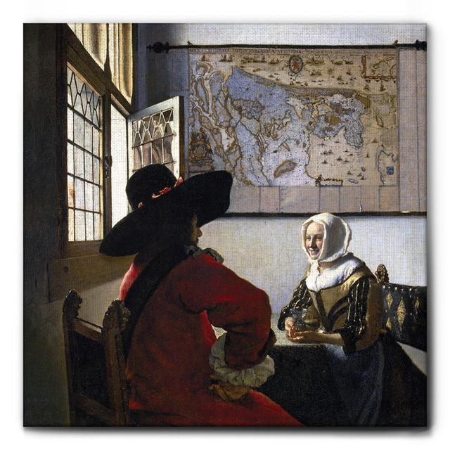 Wandbild Il Soldato e la Ragazza Che Ride von Johannes Vermeer Rosalind Wheeler Größe: 45 cm H x 45 cm B on Productcaster.