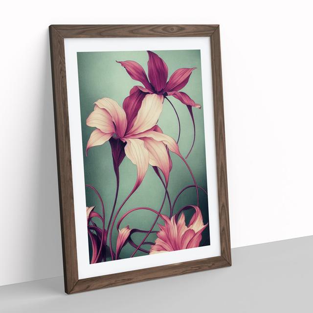 The Beauteous Flowers - Picture Frame Graphic Art Marlow Home Co. Size: 64cm H x 46cm W x 2cm D, Frame Colour: Walnut Framed on Productcaster.