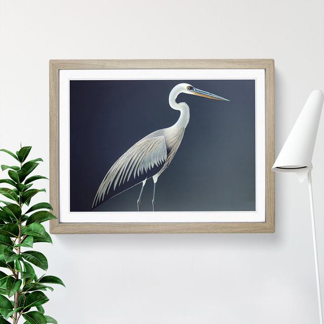 Vivacious Heron Bird House of Hampton Frame Colour: Oak Framed, Size: 34cm H x 46cm W x 2cm D on Productcaster.