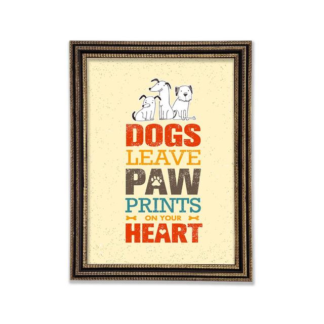 Dogs Leave Paw Prints Framed Print Wall Art Happy Larry Size: 42cm H x 59.7cm W x 3cm D, Format: Black Gold Framed Paper on Productcaster.