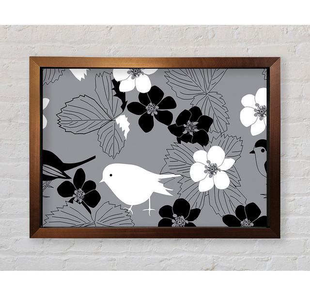 Songbird Petals Grey - Single Picture Frame Art Prints Rosalind Wheeler Size: 59.7cm H x 84.1cm W x 3.4cm D on Productcaster.