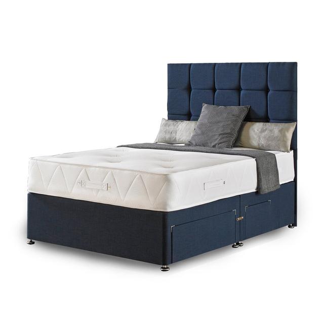 Asia Orthopaedic Divan Bed Fairmont Park Storage Type: No Storage, Size: Small Double, Colour: Midnight Blue Linen on Productcaster.