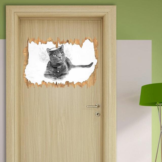 Wandtattoo Katzen-Engel auf einer Wolke im Himmel East Urban Home on Productcaster.