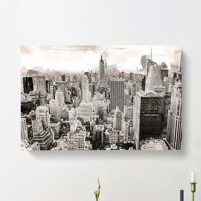 A New York Skyline In Abstract - Wrapped Canvas Print East Urban Home Size: 60cm H x 91cm W x 3cm D on Productcaster.