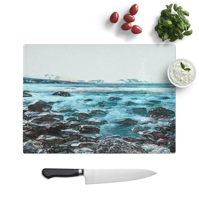 Tempered Glass The Shoreline of Lanzarote in Spain Chopping Board East Urban Home Size: 39 cm W x 28.5 cm L on Productcaster.