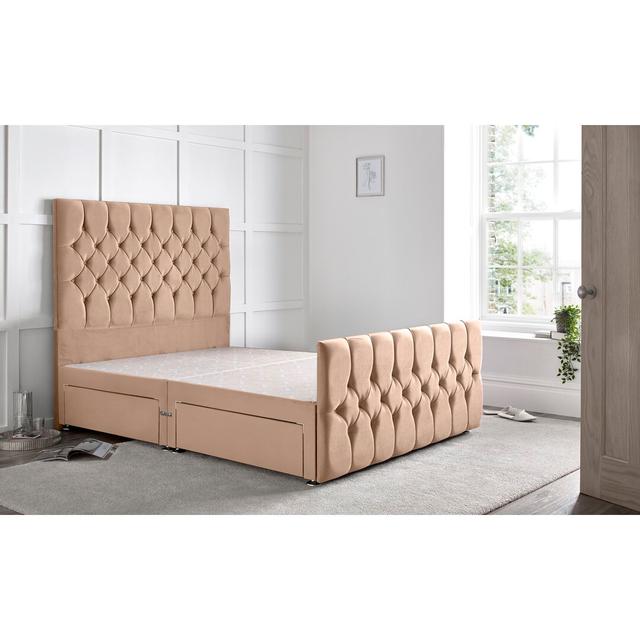 Fleisher Divan Bed with 54" Floorstanding Headboard Rosdorf Park Storage Type: 2 Right Drawers, Size: Single (3'), Colour: Mink on Productcaster.