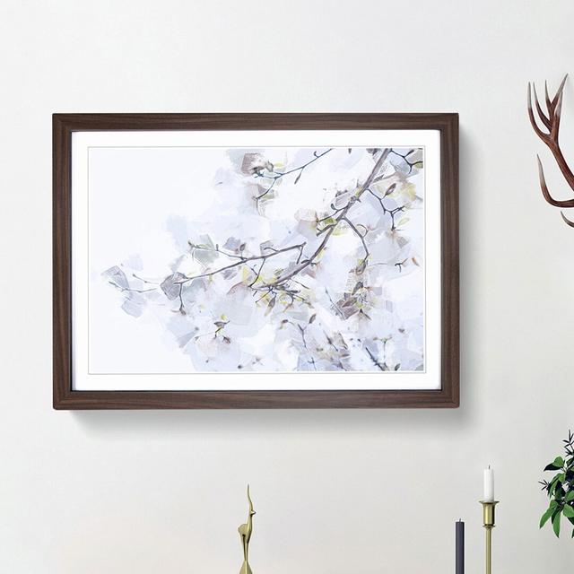 Branch of a White Magnolia Tree in Abstract - Picture Frame Painting Print East Urban Home Size: 62cm H x 87cm W x 2cm D, Frame Option: Walnut Framed on Productcaster.